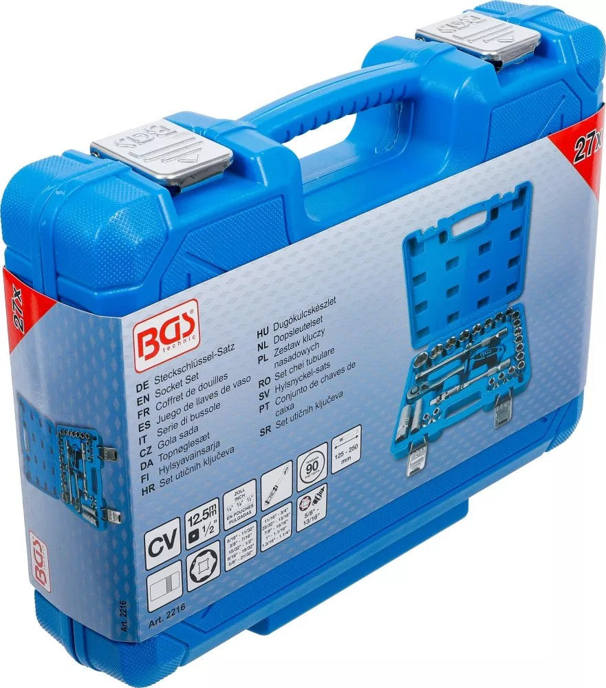 Galvučių rinkinys | 12,5 mm (1/2") | Coliniai dydižiai | 27 vnt. (2216)