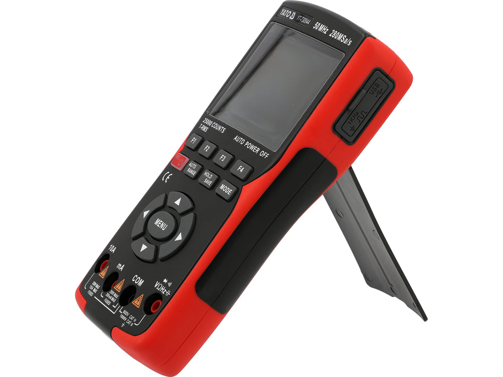 2 kanalų 50 MHz osciloskopas su multimetru ir signalų generatoriumi | 280 MSa/s, TRUE RMS (YT-730944)