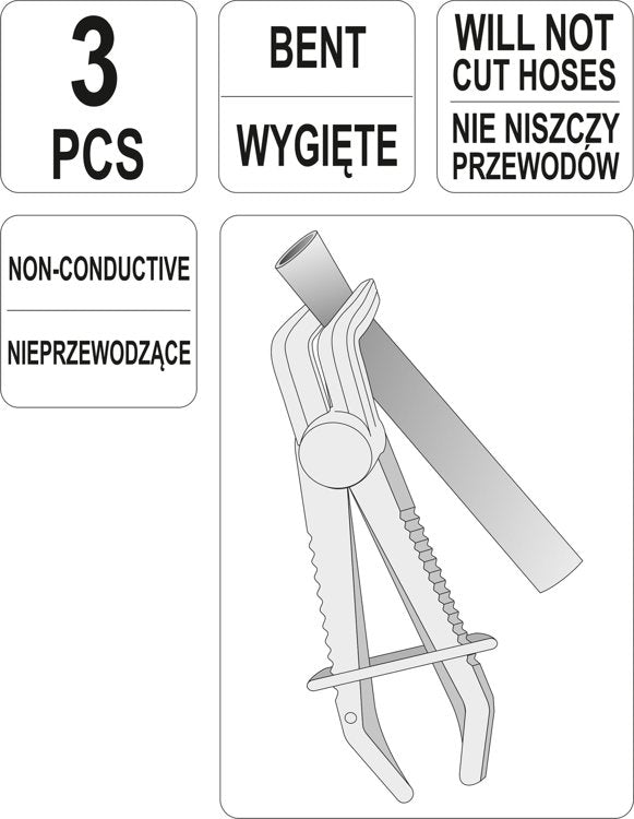 Žarnų užspaudimo replės lenktos | 90° kampas | 155-220 mm | 3 vnt. (YT-08403)