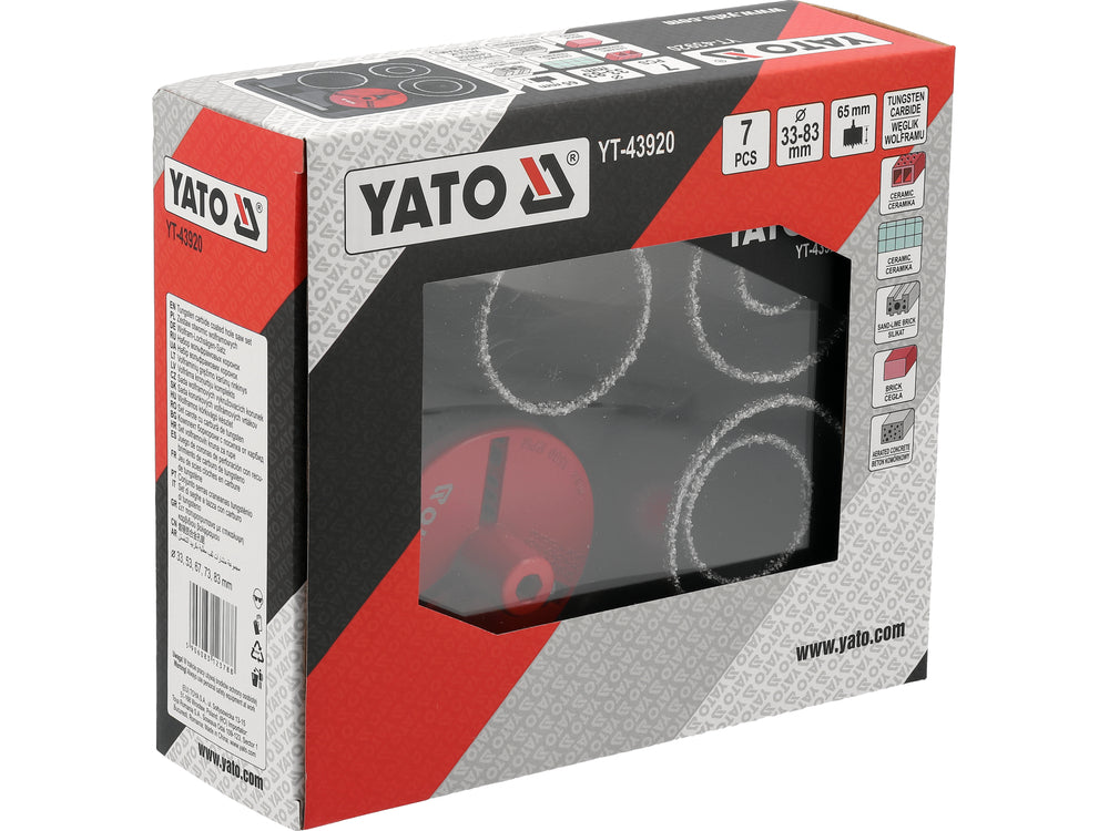 Volframinių gręžimo karūnų rinkinys | 33-53-67-73-83 mm | 7 vnt (YT-43920)