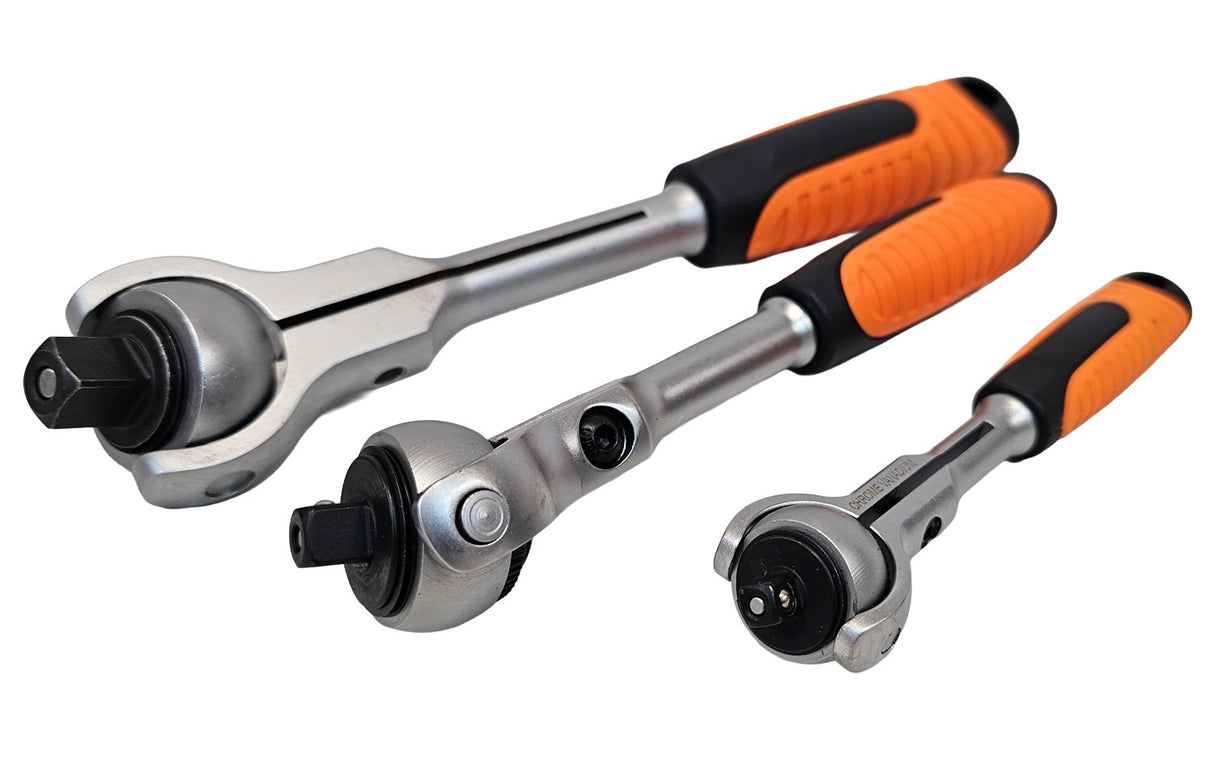 Terkšlių rinkinys | šarnyrinės galvutės | 6,3 mm (1/4") / 10 mm (3/8") / 12,5 mm (1/2") | 3 vnt. (SRA3S)