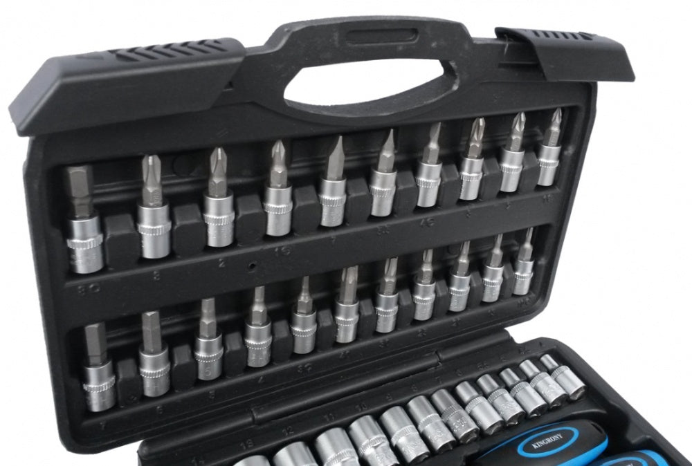 Galvučių su terkšle rinkinys 1/4", 46vnt. (KR141046)