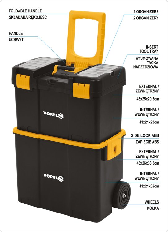 Dėžė įrankiams su ratukais | 2-jų dalių (78731)