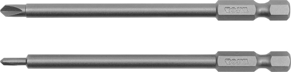 Биты крестовые трёхлопастные 1/4", 2 шт.: 0x100mm; 1x100mm