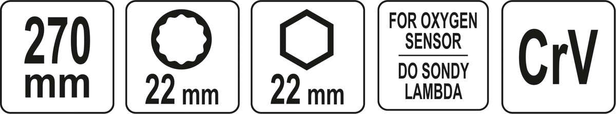 Raktas lambda zondui / deguonies davikliui dvipusis | 22 mm (YT-17515)