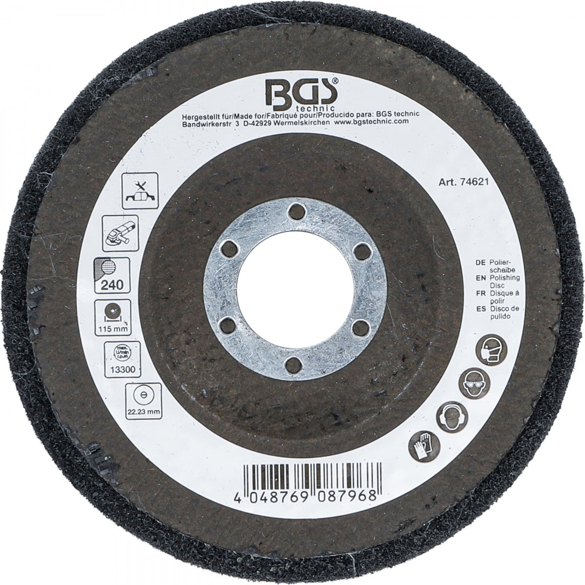 Poliravimo diskas | Silikono karbidas | Ø 115 mm | Grūdelių dydis 240 (74621)