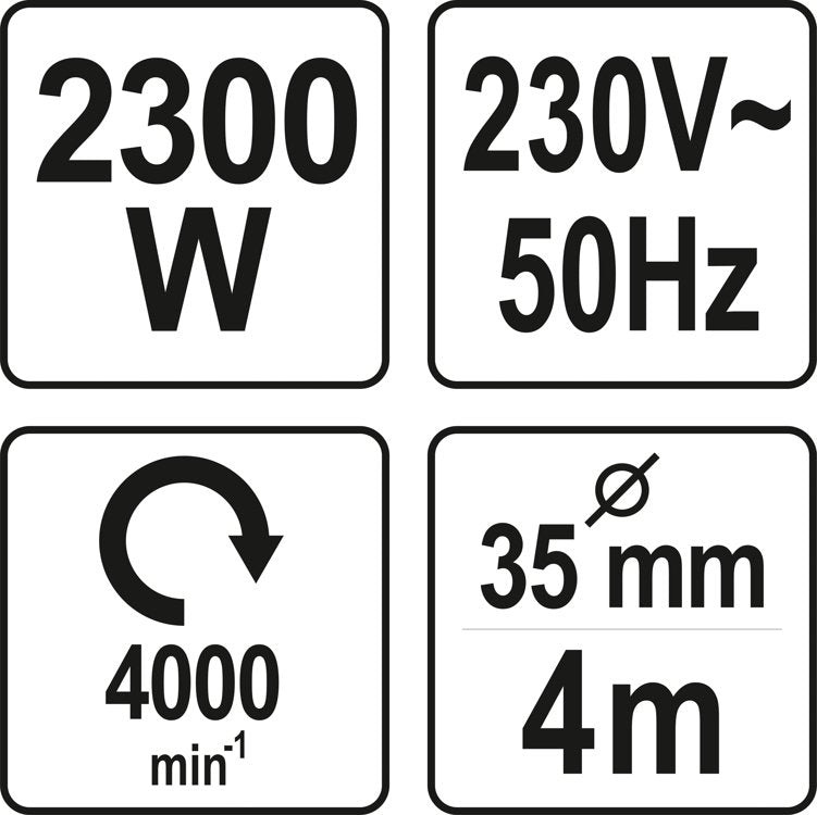 Vibratorius betonui | žarna 4 m / 35 mm | 2300W (YT-82601)