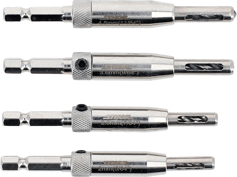 Durų ir langų vyrių grąžtų rinkinys | 4 vnt | 2 - 4.5 mm (22750)