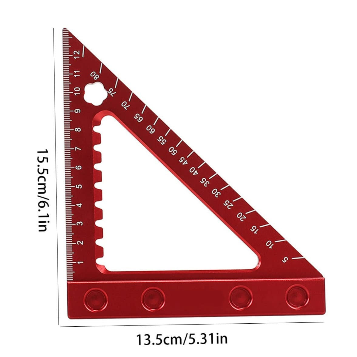 Aliuminis kampainis / medžio apdirbimo trikampė liniuotė | 90 | su baze (RS90A)