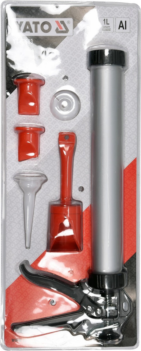 Pistoletas hermetikui aliuminis | su papildomais aksesuarais | 1l/ 380 mm (YT-67583)