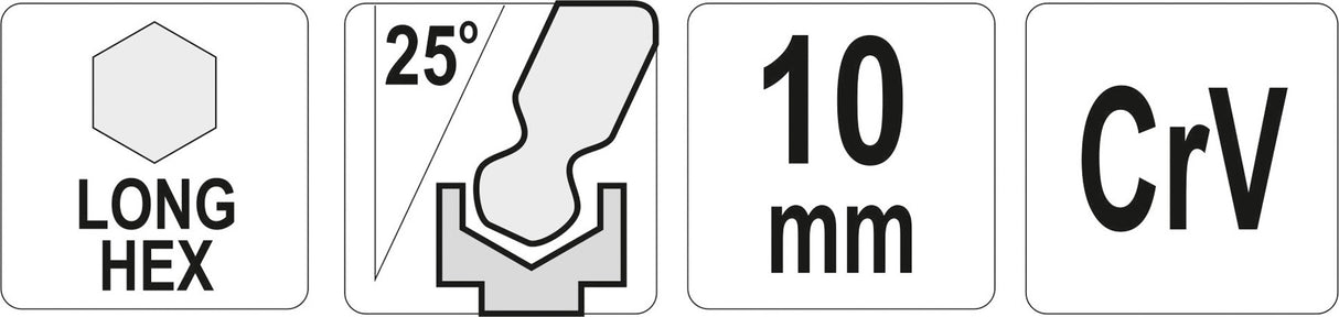 L tipo raktas | ilgas | hex šešiakampis su šarnyru | 10,0 mm (YT-05462)