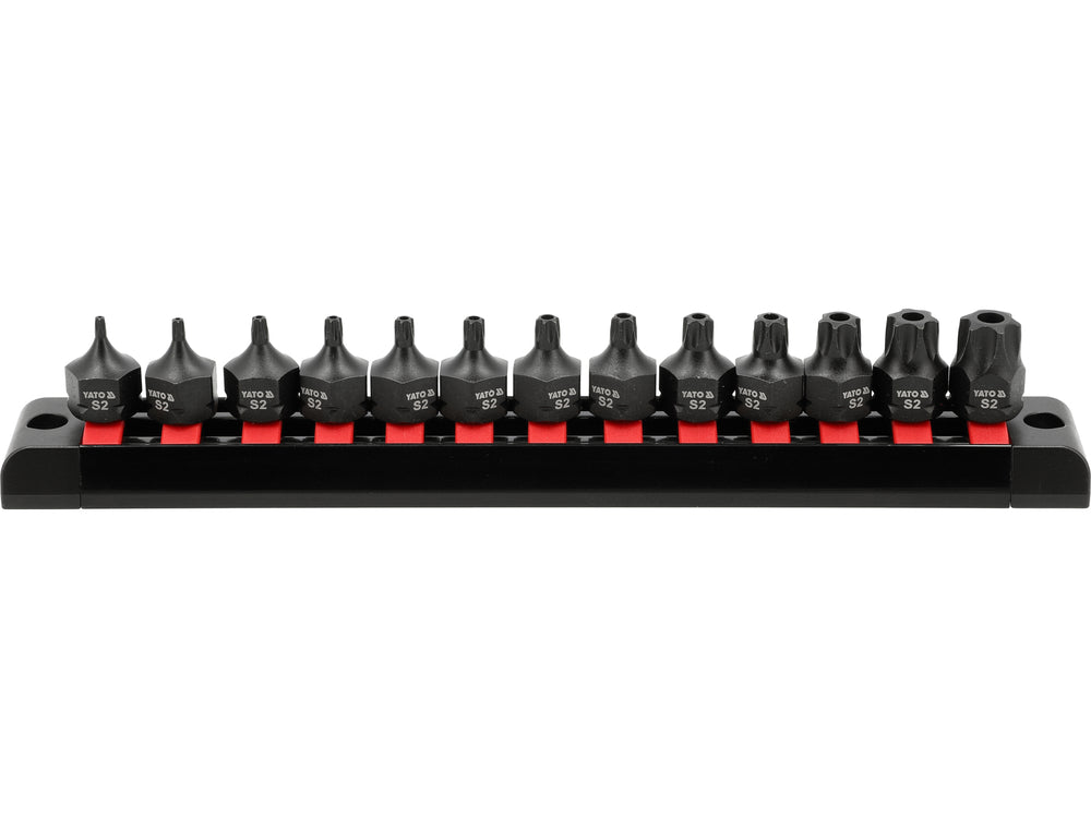 Smūginiai antgaliukai su skylutėmis TORX | T10 - T70 | 3/8" | 13 vnt (YT-10668)