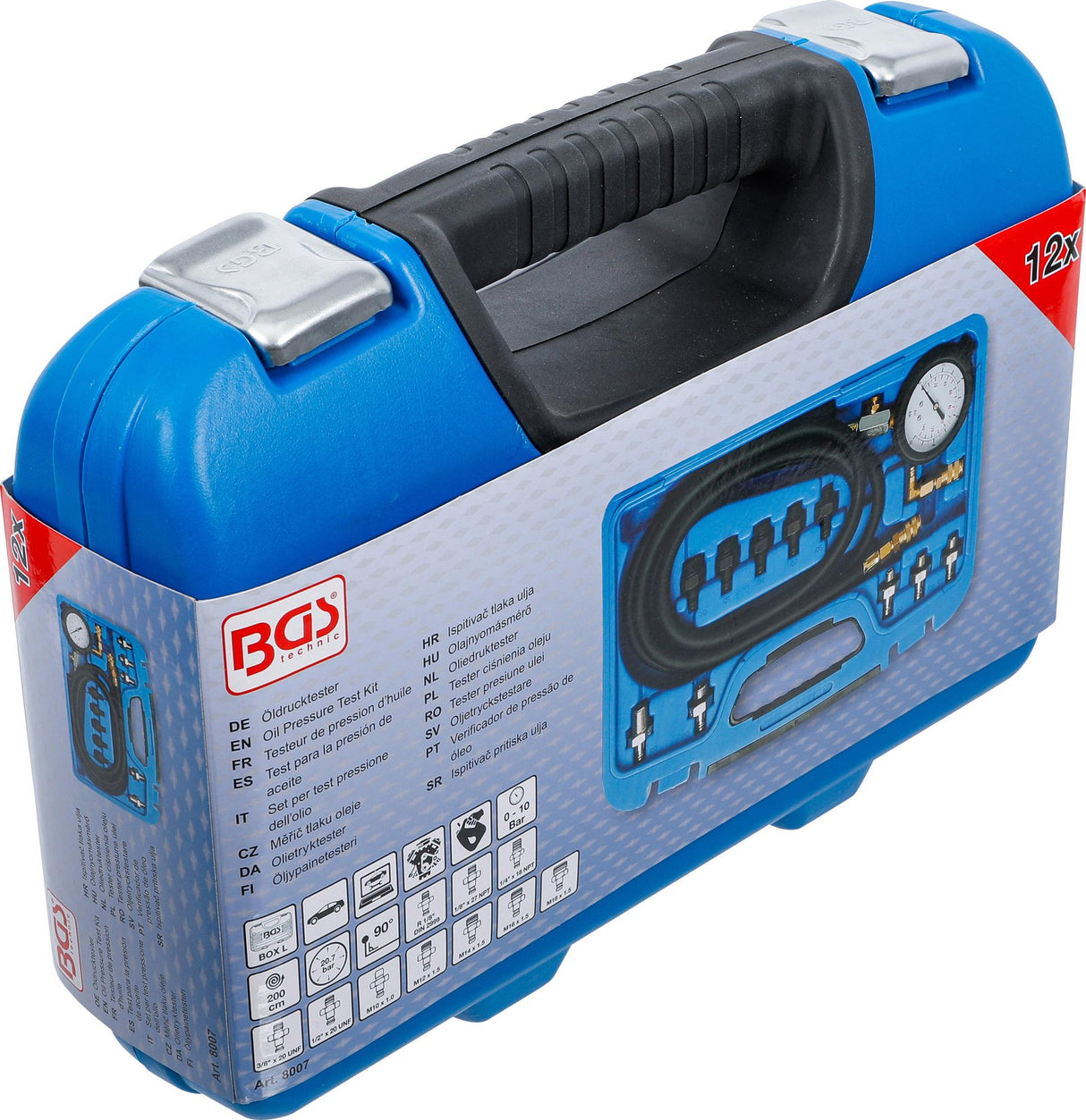 Alyvos slėgio testeris su adapteriais (8007)