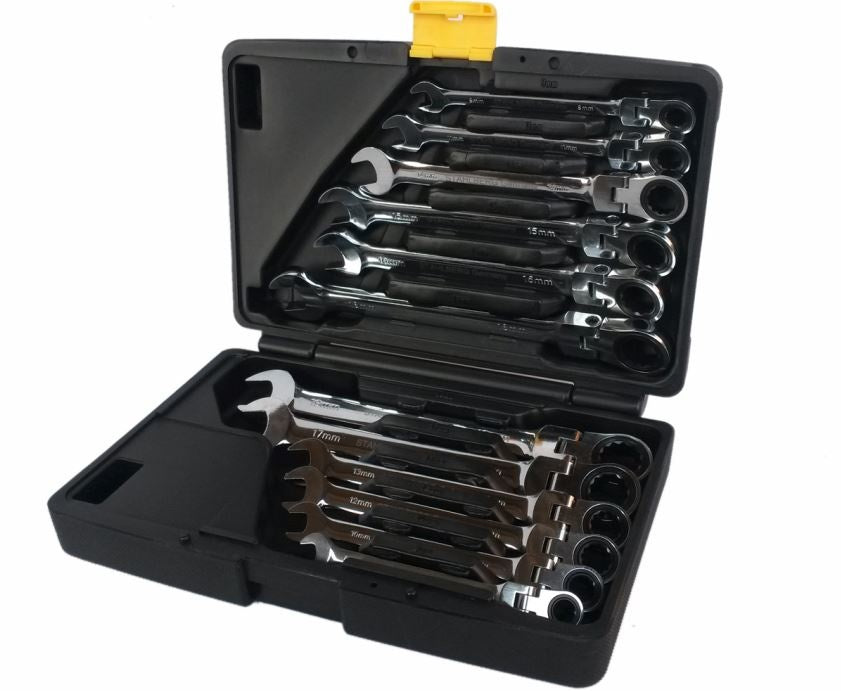 Terkšlinių raktų komplektas vartoma galvute 8-19 mm. 12 vnt."Stahlberg" (3102401N-12PC)