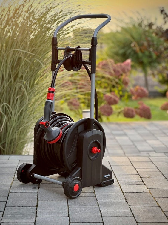 Sodo žarna ritėje su vežimėliu | 25m (YT-90120)