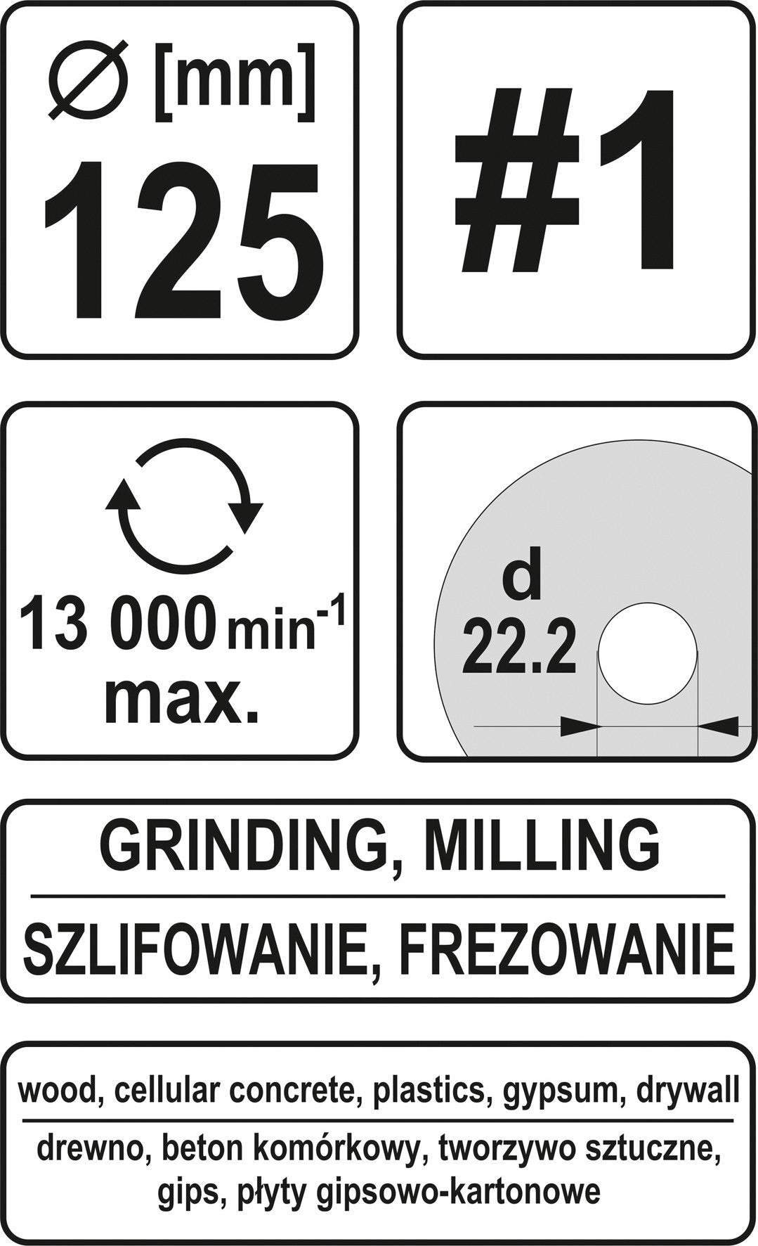 Diskas/freza medžiui | 125 mm | No1 (YT-59167)