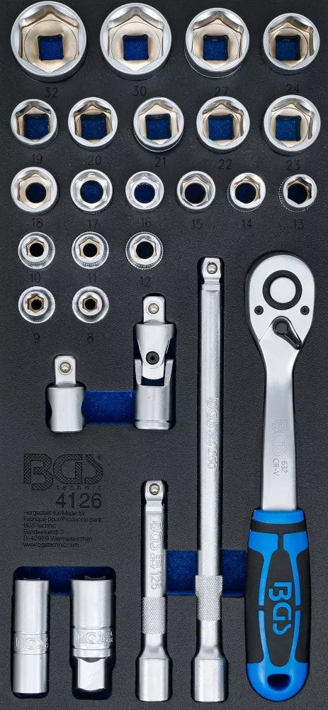 Įrankių dėklas 1/3: galvučių rinkinys | 12,5 mm (1/2") | 27 vnt. (4126)