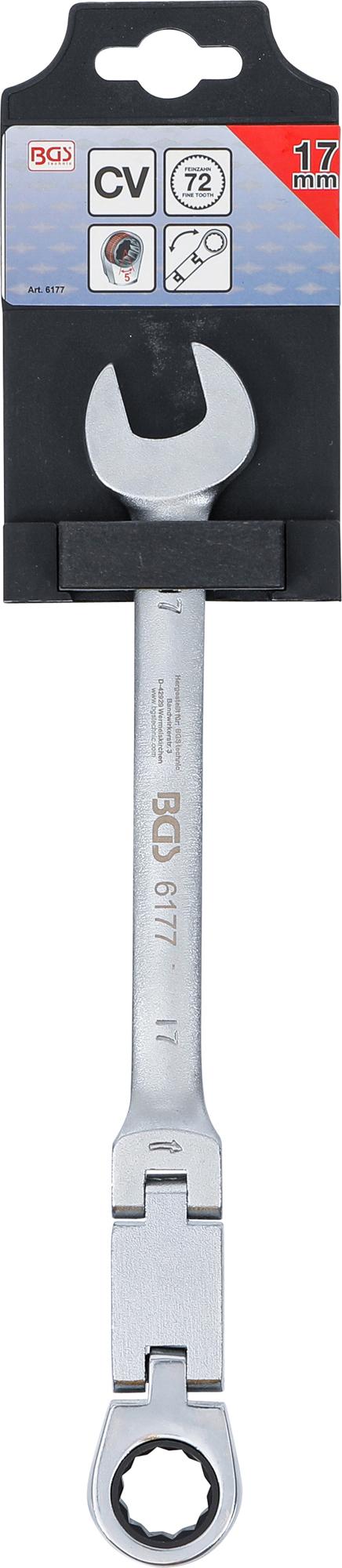 Kombinuotas raktas su terkšle | dvigubas šarnyras | 17 mm (6177)