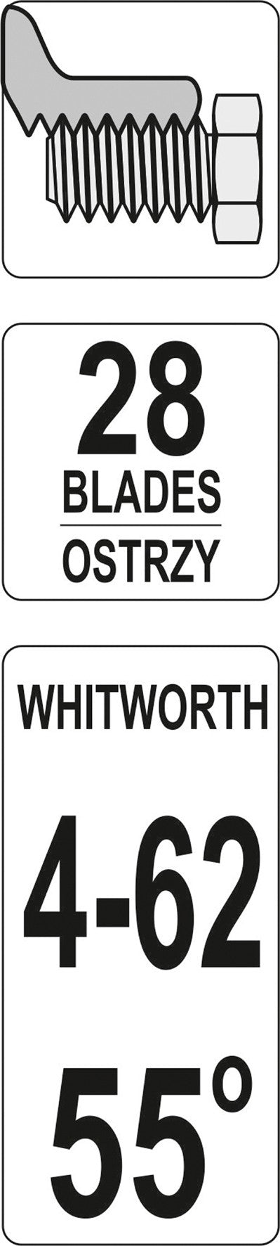 Sriegio matuoklis | 28 lapelių | 4 - 62 | colinis (YT-29982)