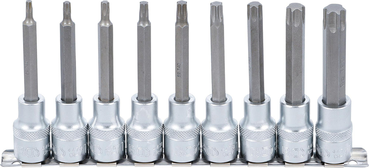 Įpresuotų antgalių rinkinys | 12.5 mm (1/2") | T-Star (Torx) T20 - T60 | 9 vnt. (5177)