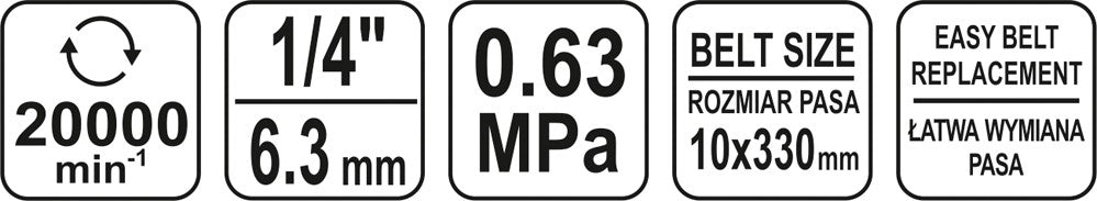 Pneumatinis juostinis šlifuoklis | 10 X 330 mm (YT-09741)