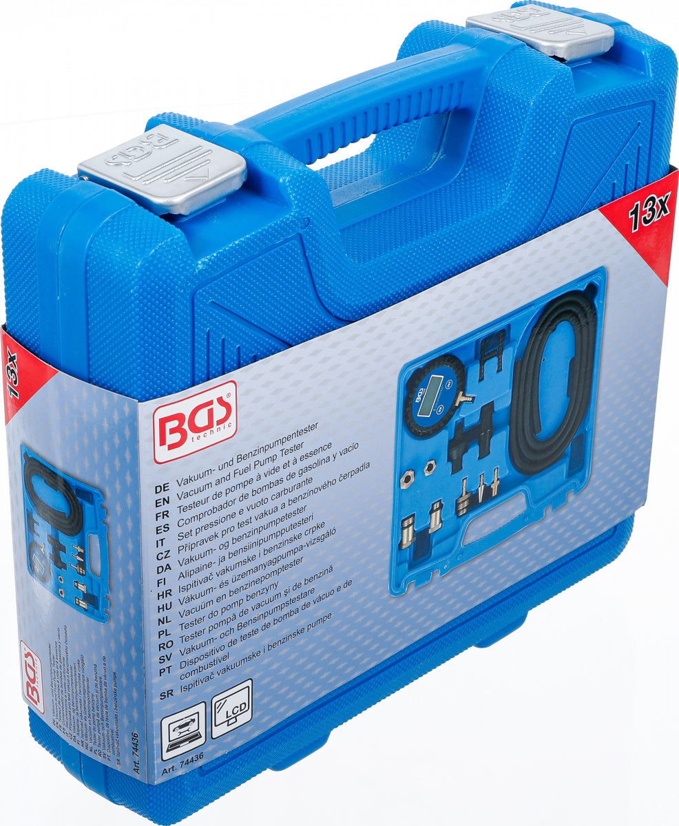 Vakuuminis ir kuro siurblio testeris | skaitmeninis | su adapterių tinklu (74436B)
