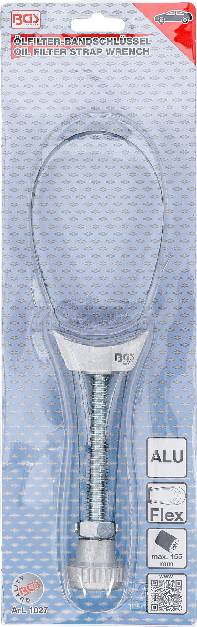 Tepalo filtro raktas juostinis | spyruoklinė plieninė juosta | lietas aliuminis | Ø maks. 155 mm (1027)