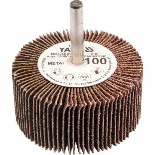 FLAP WHEEL W. SHAFT 60X30X6 P100 (YT-83364)