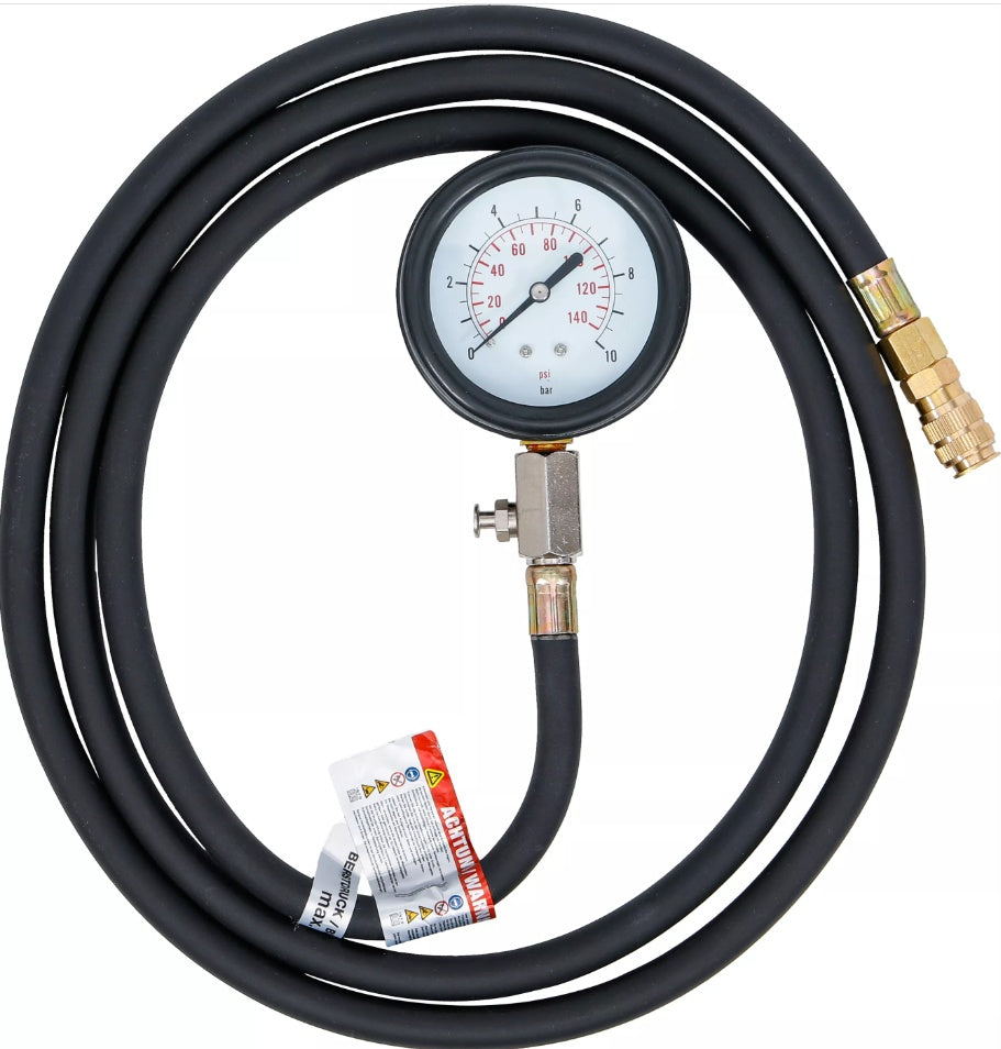 Manometras su žarna ir vožtuvu | 0 - 10 bar | iš BGS 8007 (8007-2)