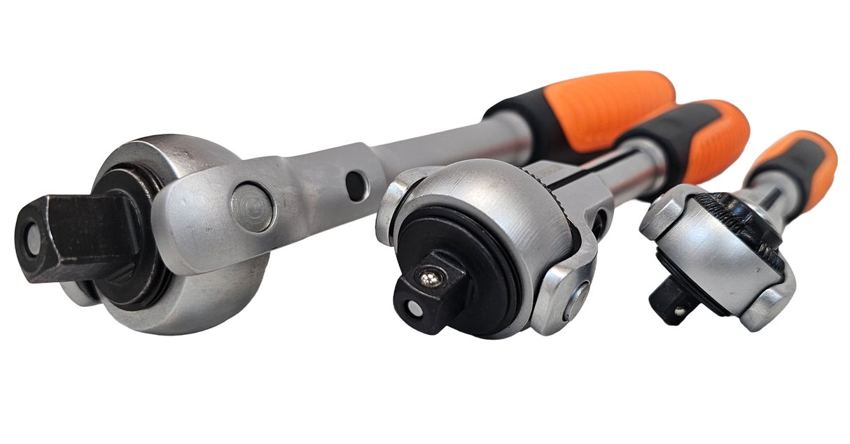 Terkšlių rinkinys | šarnyrinės galvutės | 6,3 mm (1/4") / 10 mm (3/8") / 12,5 mm (1/2") | 3 vnt. (SRA3S)