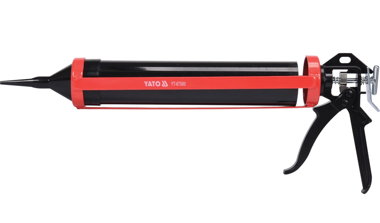 Pistoletas hermetikui | su papildomais aksesuarais | 330 mm / diam. 60 mm (YT-67580)