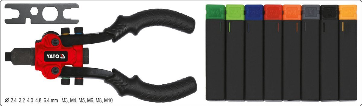 Kniediklis srieginėms ir paprastoms kniedėms | 3 viename (YT-36091)
