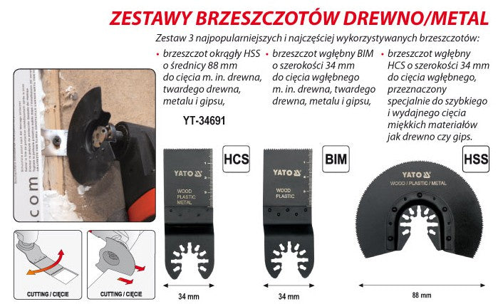 Priedai daugiafunkciniam įrankiui | 3 vnt. (YT-34691)