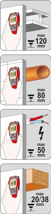 Profilių / drėgmės / įtampos aptikimo detektorius | 4 viename (YT-73138)