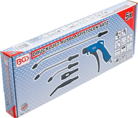 Oro pūtimo pistoletų rinkinys | su 5 priedais (7177)