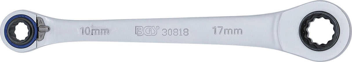 Raktas terkšlinis kilpinis | dvipusis su reversu | 4-in-1 | 10 x 12, 14 x 17 (30818)