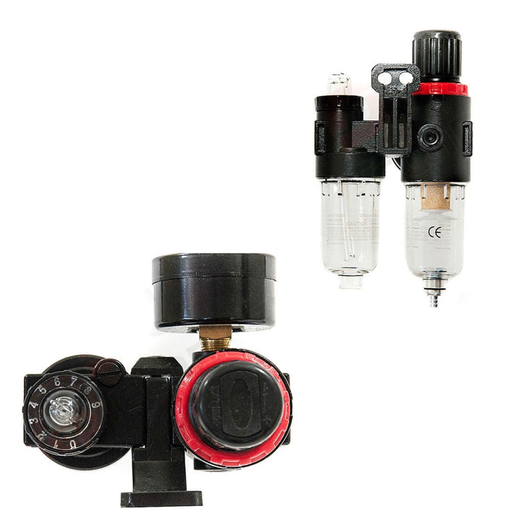 Oro filtras / tepalo blokas su slėgio reguliatoriumi ir manometru | 1/4" (LG-08)