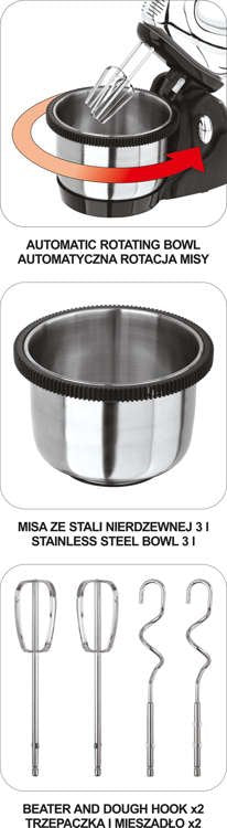 Rankinis mikseris / plakiklis | nerūdijančio plieno indas | 200-250W (67790)