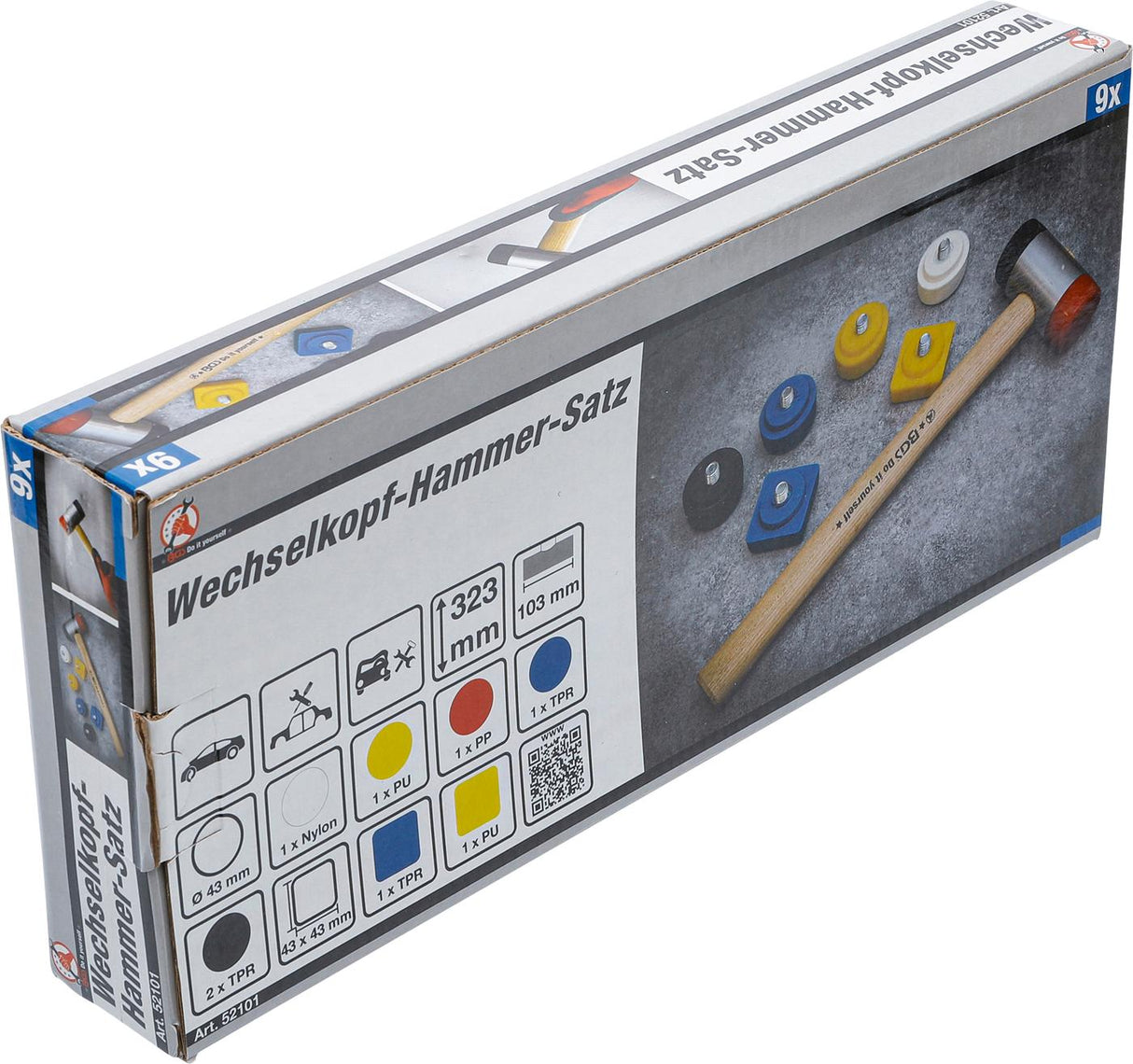 Plaktuko rinkinys su keičiamomis galvutėmis | Ø 43 mm | 9 vnt. (52101)