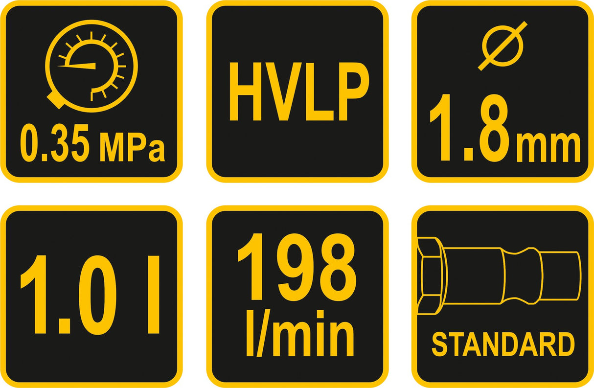 Dažymo pistoletas | apatinis bakelis | HVLP / 1000 ml | Ø1.8 mm (80903)