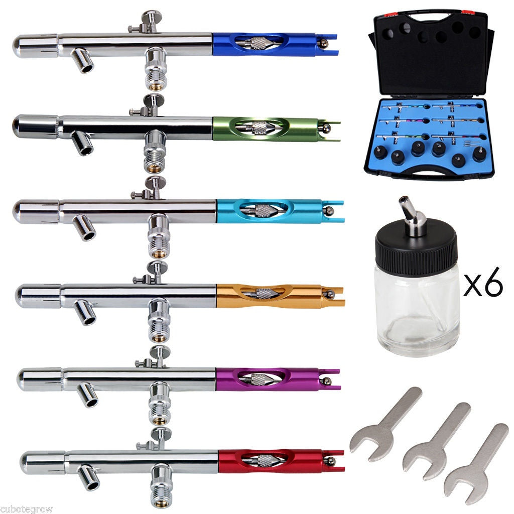 PROFESSIONAL AIRBRUSH SET WITH HOSES 18 PCS. (6+6+6) (ABS12-1)