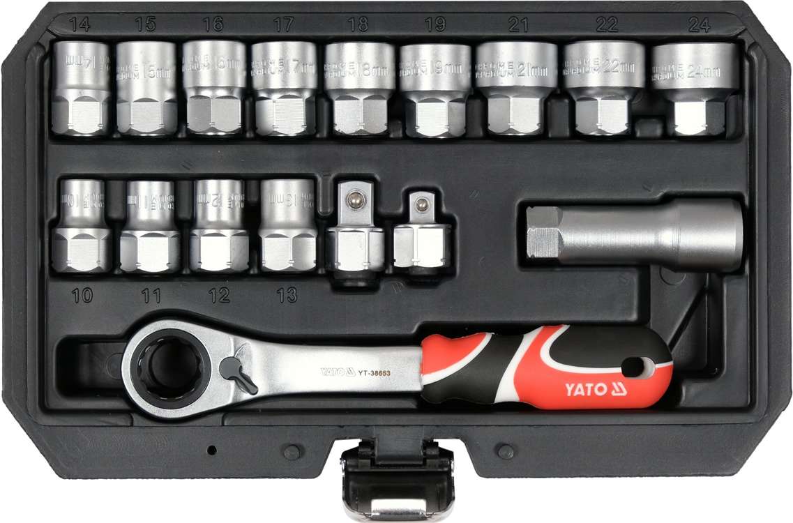 Kiauryminių galvučių rinkinys | daugiafunkcinės | 6.3 mm (1/4") / 10 mm (3/8") | 17 vnt. (YT-38653)