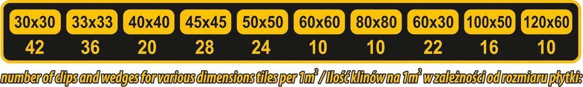 Plytelių išlyginimo sistema | 1 mm / 50 pleištų ir 50 spaustukų rinkinys (04714)