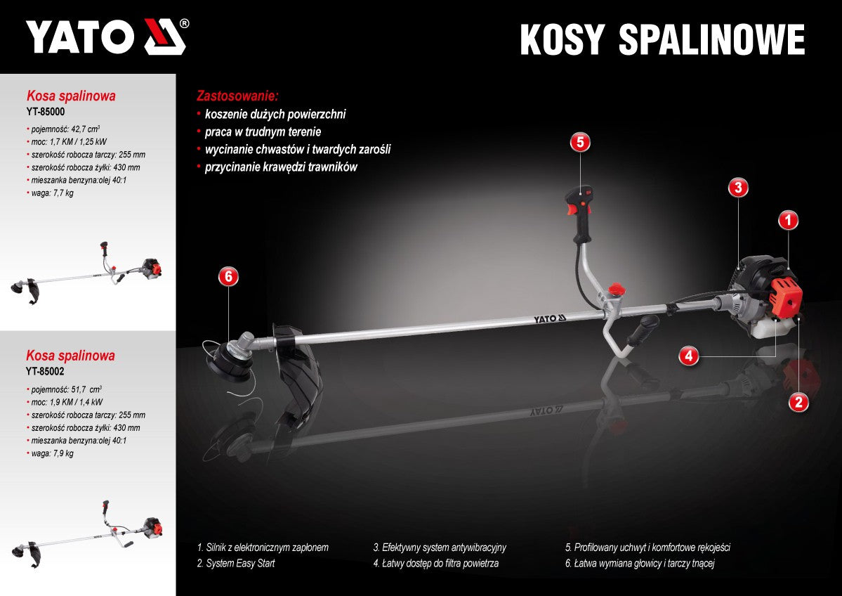 Žoliapjovė benzininė 42,7 CM3 1,25KW/1,7KM (YT-85000)