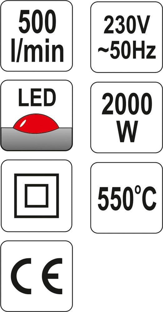 Techninis kaitinimo fenas/orpūtė | priedai | LED indikatorius | 2000 W (YT-82292)