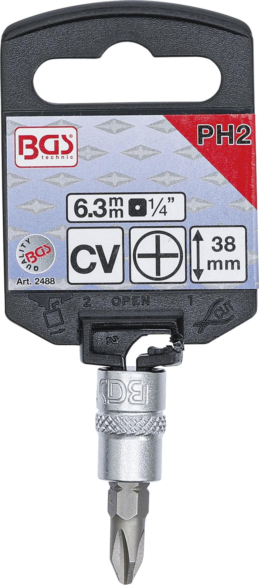 Antgalis įpresuotas į galvutę | 6.3 mm (1/4") | kryžminis PH2 (2488)