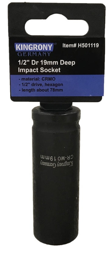 Galvutė smūginė šešiakampė ilga | 12,5 mm (1/2") | 19 mm (H501119)