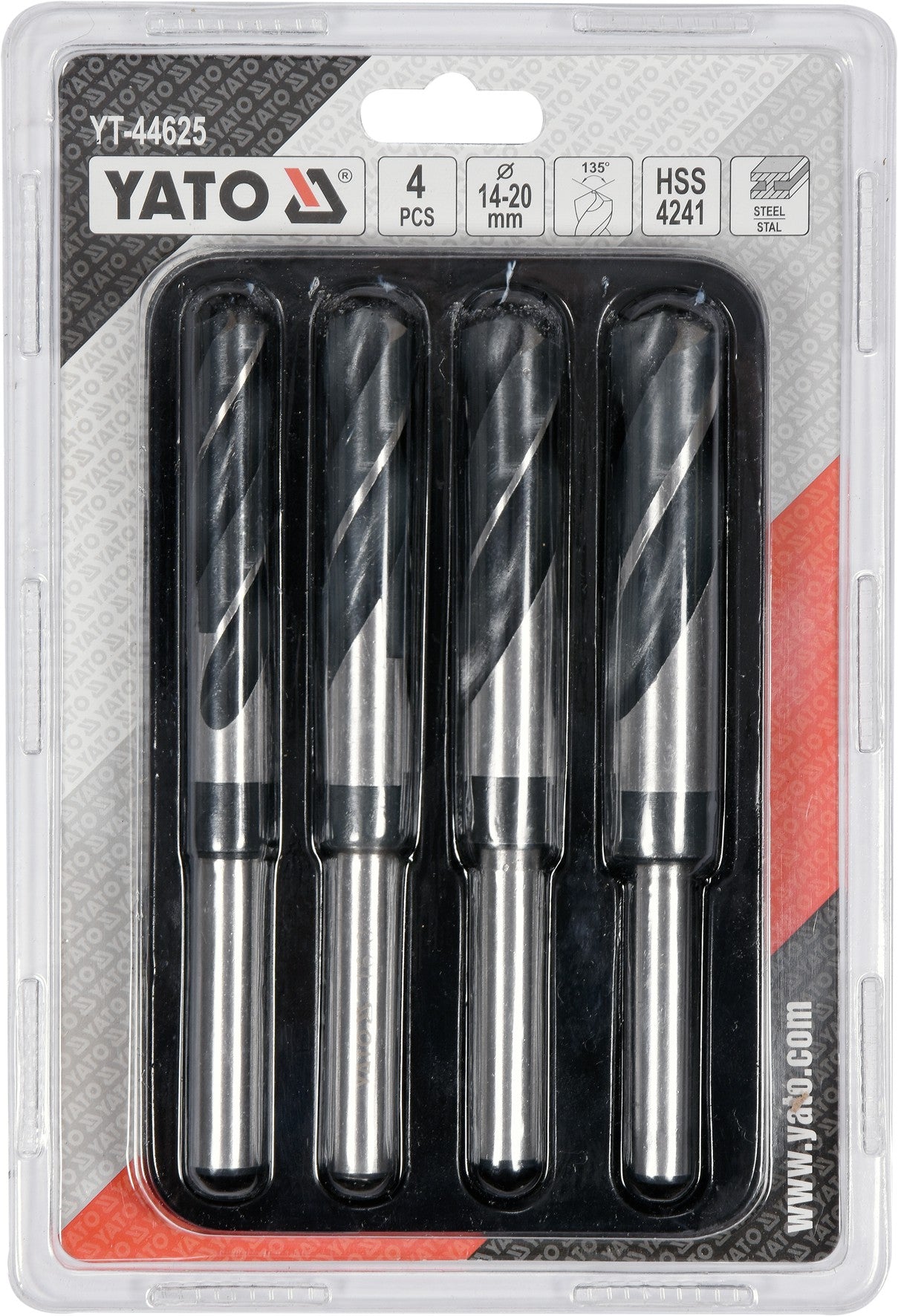 Grąžtų metalui rinkinys | 14 - 16 - 18 - 20 mm | 4 vnt. (YT-44625)