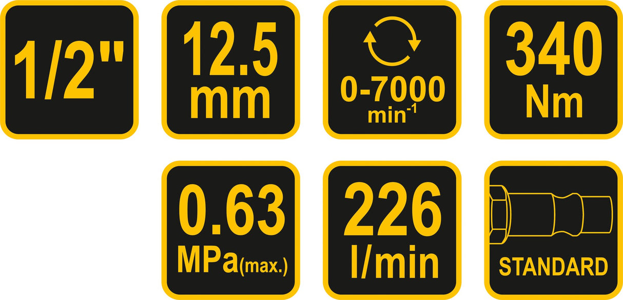 Pneumatinis veržliasukis | 12,5 mm (1/2") | 310 Nm (81100)