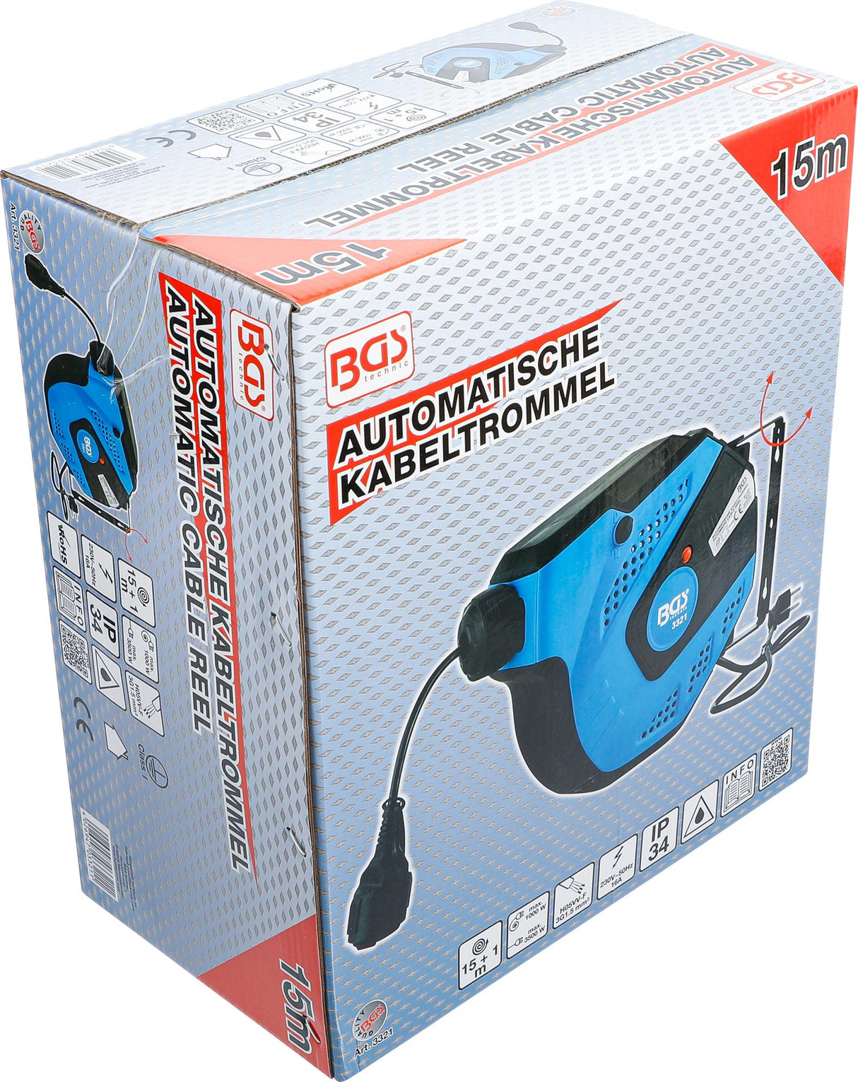 Prailginimo kabelis su automatine rite | 15 m (3321)